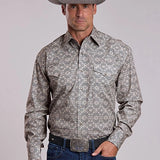 Stetson 2952 Bandana Print (Grey) - Men's Western Shirt