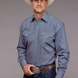 Stetson 2030 Diamond Neat (Blue) - Men's Western Shirt