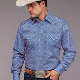Stetson 2031 Chambray Medallion (Blue) - Men's Western Shirt