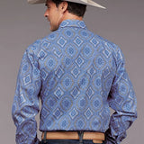 Stetson 2031 Chambray Medallion (Blue) - Men's Western Shirt