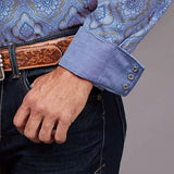 Stetson 2031 Chambray Medallion (Blue) - Men's Western Shirt