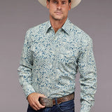 Stetson 2034 Tonal Paisley (Blue) - Men's Western Shirt