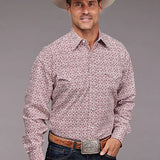 Stetson 2036 Vintage Print (Wine) - Men's Western Shirt