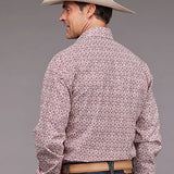 Stetson 2036 Vintage Print (Wine) - Men's Western Shirt