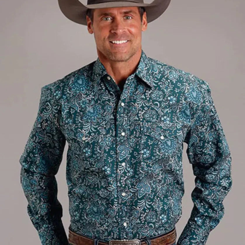 Stetson Forest Paisley (Green) - Men's Western Shirt - Hatcountry