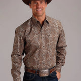 Stetson 1651 Leather Paisley (Brown) - Men's Western Shirt