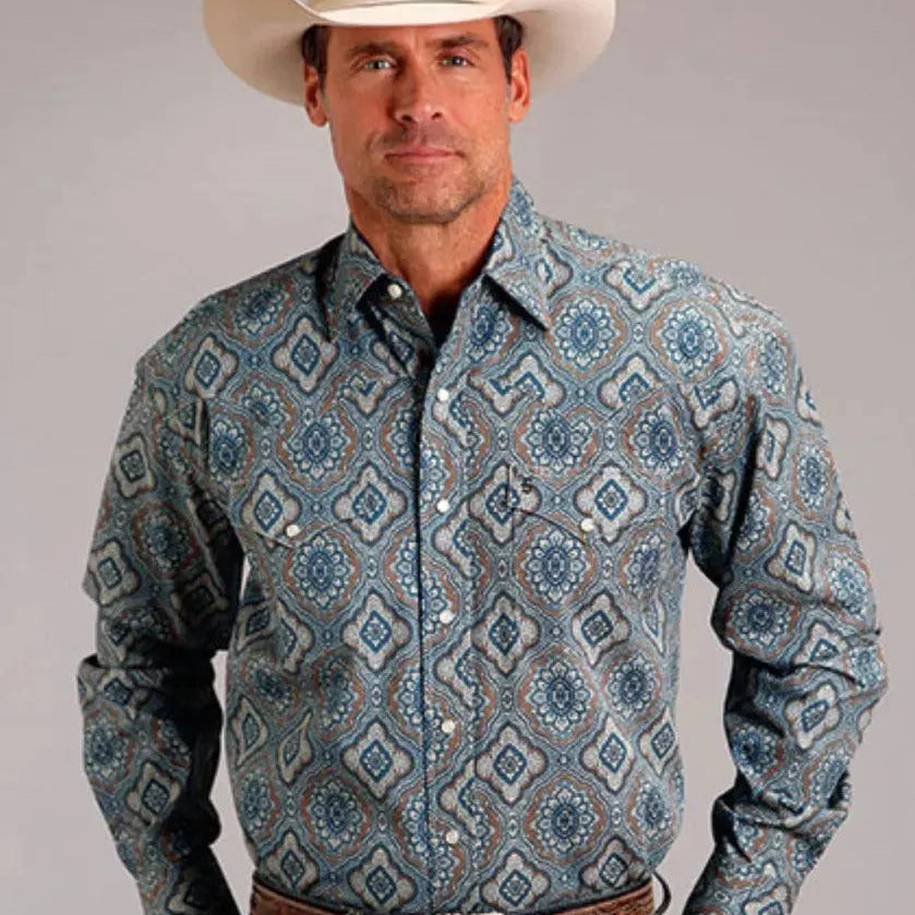 Stetson Sierra Paisley (Blue) - Men's Western Shirt - Hatcountry
