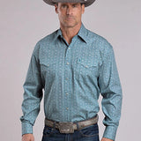 Stetson 2573 Tile Medallion (Blue) - Men's Western Shirt