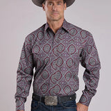 Stetson 2572 Medallion Paisley (Wine) - Men's Western Shirt