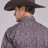Stetson 2572 Medallion Paisley (Wine) - Men's Western Shirt