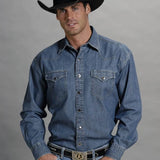 Stetson 3852 Classic Denim (Blue) - Men's Western Shirt