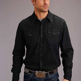 Stetson Modern Denim (Black) - Men's Western Shirt