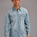 Stetson Stretch Denim (Light Wash) - Men's Western Shirt