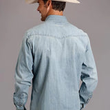 Stetson Stretch Denim (Light Wash) - Men's Western Shirt