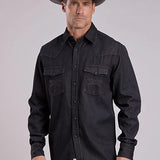 Stetson Solid Denim (Black) - Men's Western Shirt