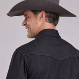 Stetson Solid Denim (Black) - Men's Western Shirt