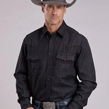 Stetson Solid Denim (Black) - Men's Western Shirt