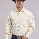 Stetson 2558 Classic Denim (Cream) - Men's Western Shirt