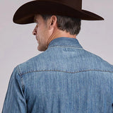 Stetson Denim with Turquoise Snaps (Blue) - Men's Western Shirt