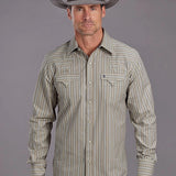 Stetson 2148 Dobby Stripe (Brown) - Men's Western Shirt