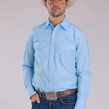 Stetson 2611 Fine Line (Blue) - Men's Western Shirt