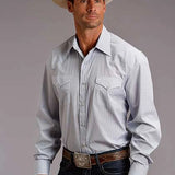 Stetson 5663 Two Stripe (Blue) - Men's Western Shirt