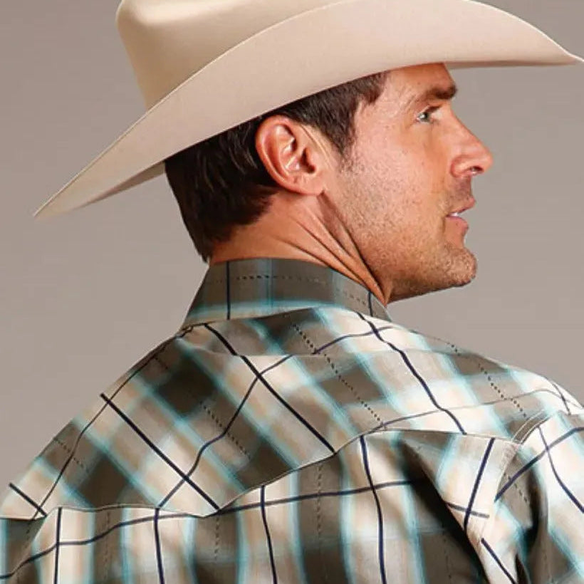 Stetson Olive Dobby (Green) - Men's Western Shirt - Hatcountry