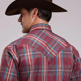 Stetson 3210 Dobby Plaid (Wine) - Men's Western Shirt