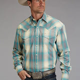Stetson 1927 Smoke Plaid (Turquoise) - Men's Western Shirt