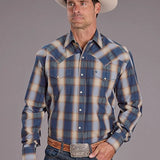 Stetson 2513 Ranch Plaid (Blue) - Men's Western Shirt