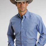 Stetson 3868 Solid Oxford (Blue) - Men's Western Shirt