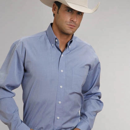 Stetson 5661 End On End (Blue) - Men's Western Shirt