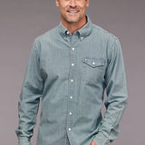Stetson Chambray Button Front (Blue) - Men's Western Shirt