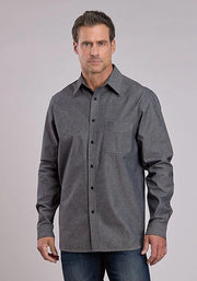 Stetson Chambray Button Front (Navy) - Men's Western Shirt