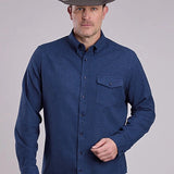 Stetson 2473 Heather Flannel (Navy) - Men's Western Shirt