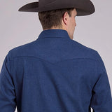 Stetson 2473 Heather Flannel (Navy) - Men's Western Shirt