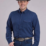 Stetson 2473 Heather Flannel (Navy) - Men's Western Shirt