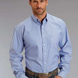Stetson 0898 Candy Stripe Straight (Blue) - Men's Western Shirt