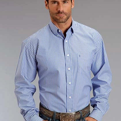 Stetson 0898 Candy Stripe Straight (Blue) - Men's Western Shirt