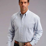 Stetson 5663 Two Stripe Straight (Blue) - Men's Western Shirt