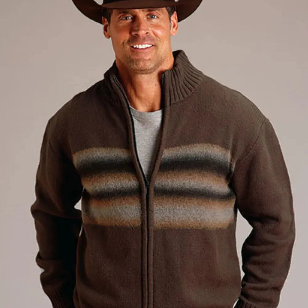 Stetson Ombre Boarder (Brown) - Men's Wool Blended Sweater - Hatcountry