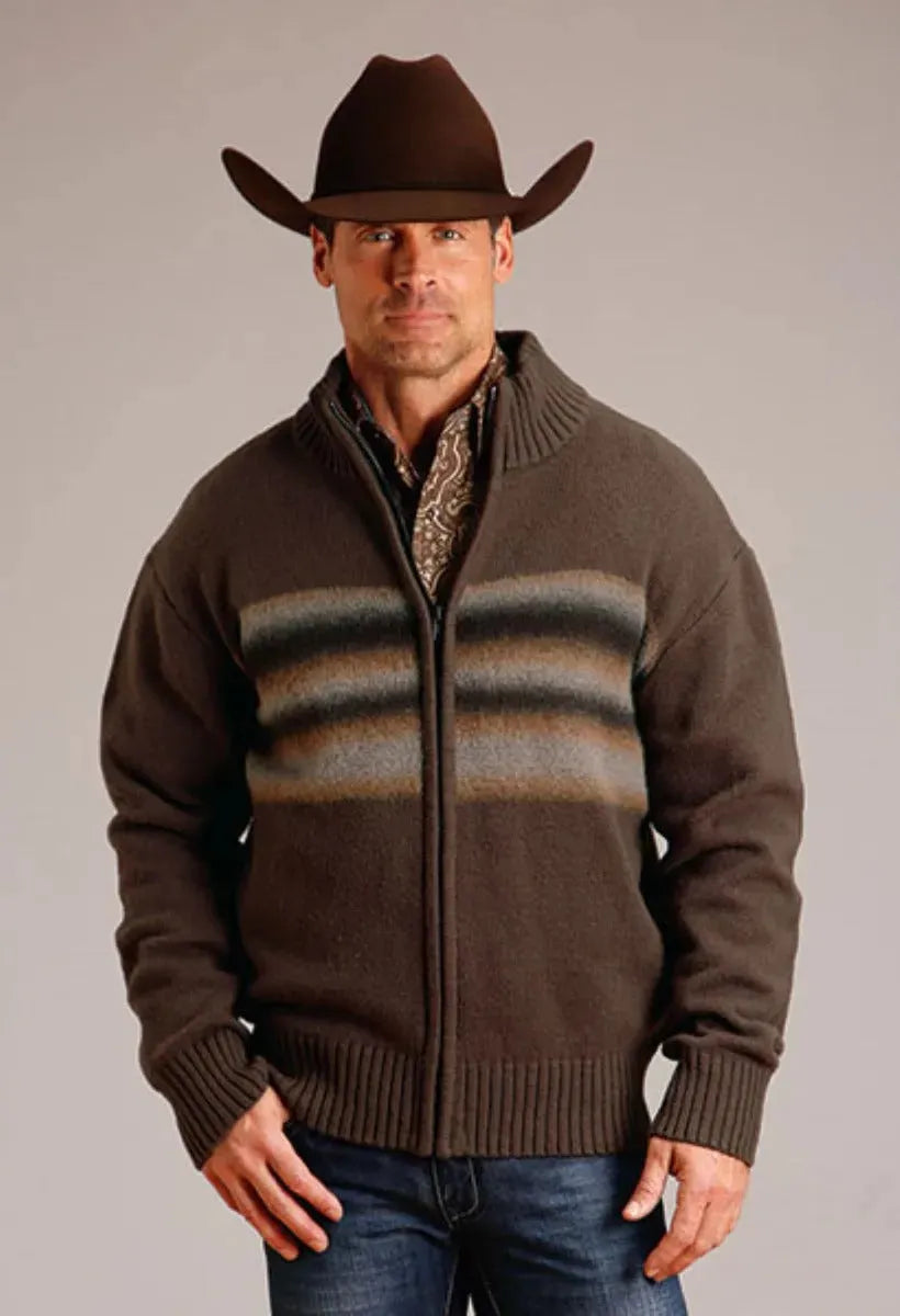 Stetson Ombre Boarder (Brown) - Men's Wool Blended Sweater - Hatcountry