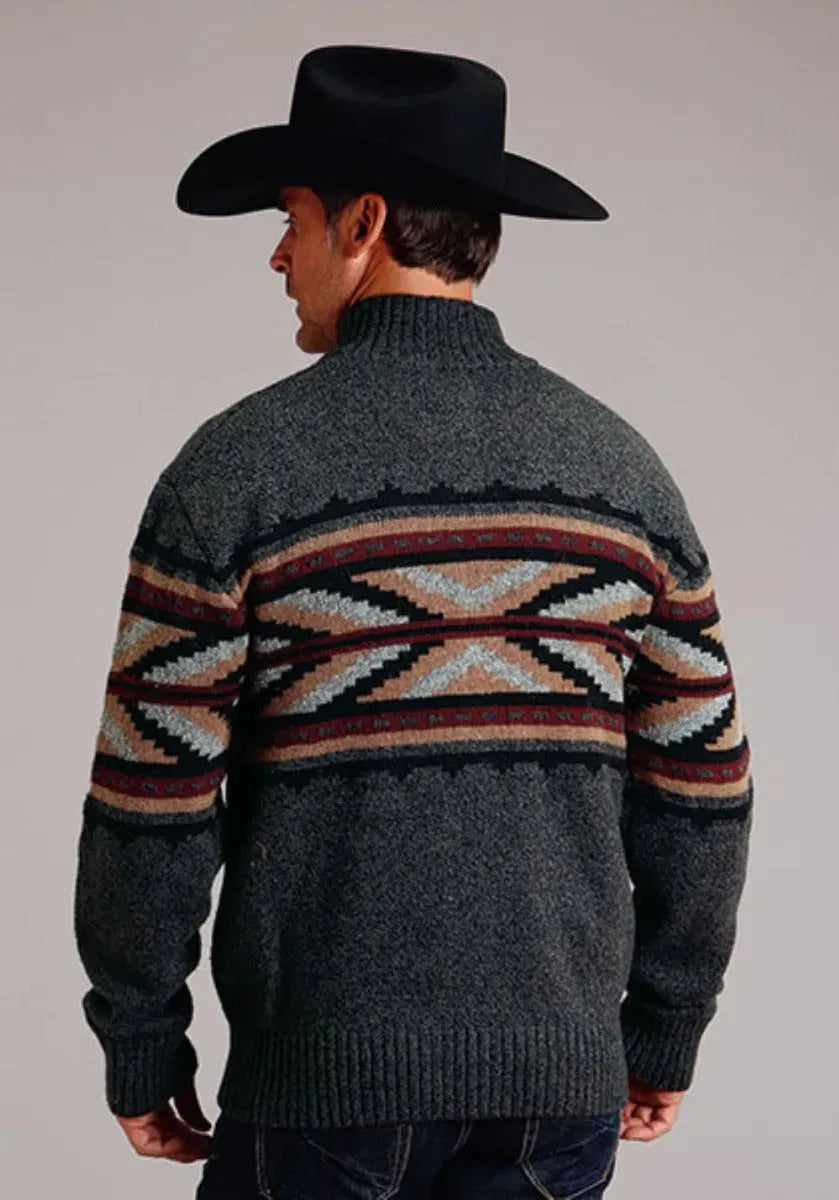 Stetson Arrow Boarder (Grey) - Men's Wool Blended Sweater - Hatcountry