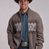 Stetson 3181 Serape Horse (Brown) - Men's Cardigan Sweater