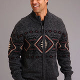 Stetson 1343 Horizontal Aztec (Grey) - Men's Sweater