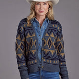 Stetson 2268 Cropped Cardigan (Blue) - Women's Sweater