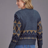 Stetson 2268 Cropped Cardigan (Blue) - Women's Sweater