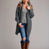 Stetson 1799 Embroidered Cardigan (Grey) - Women's Sweater