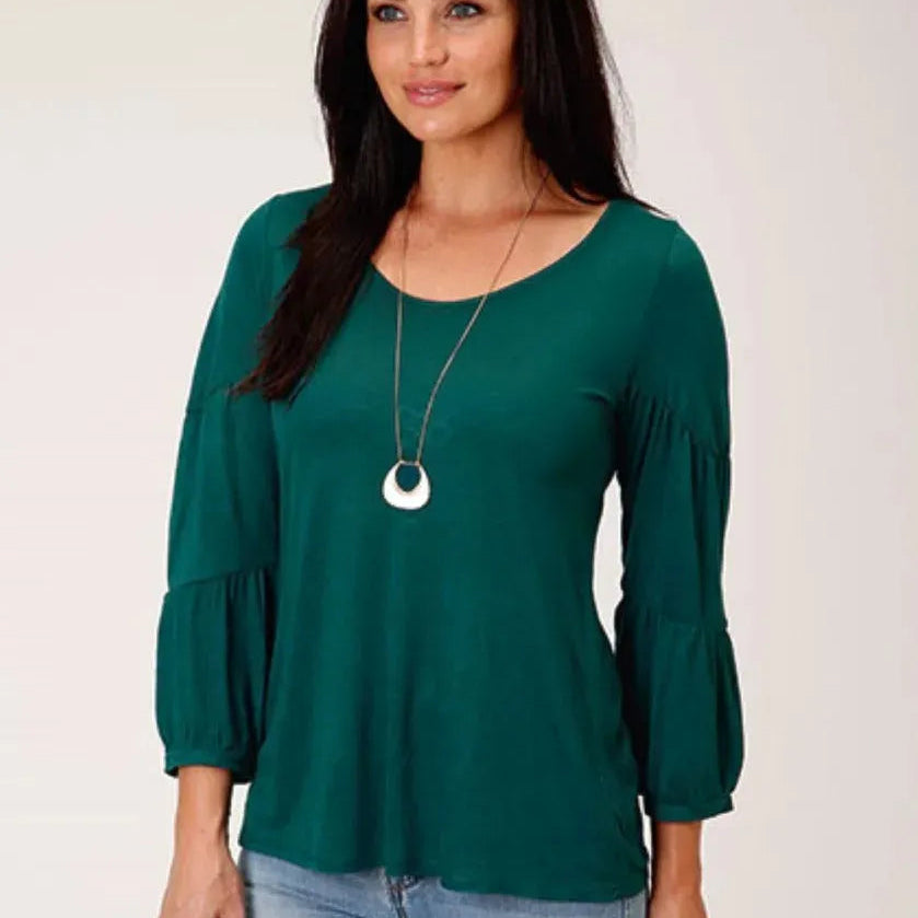 Stetson Jersey Knit Pull Over Blouse (Jade Green) - Women's Shirt - Hatcountry