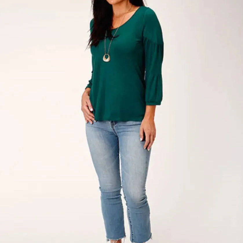 Stetson Jersey Knit Pull Over Blouse (Jade Green) - Women's Shirt - Hatcountry